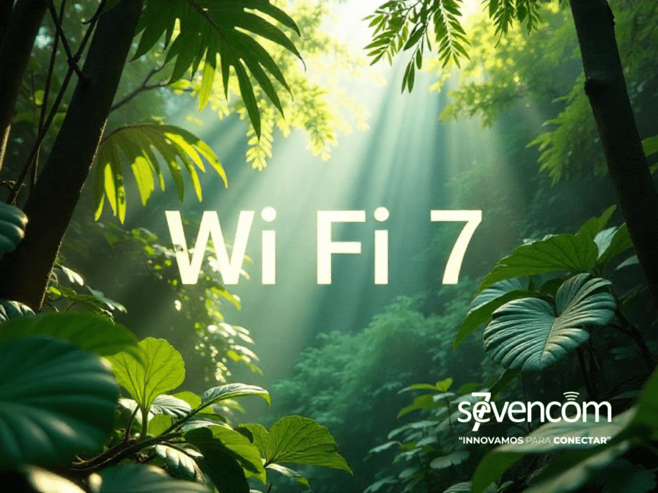 Wi-Fi 7. Router Wi-Fi 7 de última generación transmitiendo señal a múltiples dispositivos.